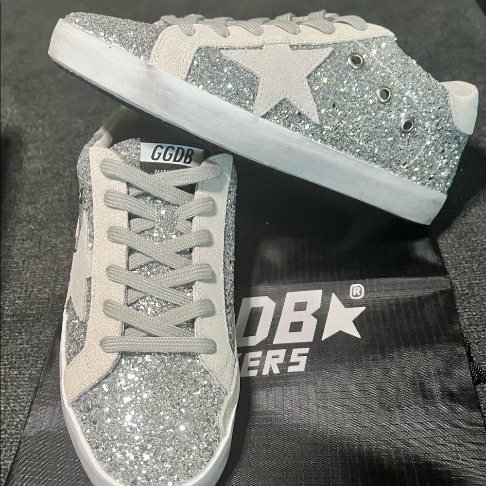 Silver Glitter Golden Goose Superstars